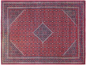handmade Medallion, Traditional Tabriz Mahi Red Purple Hand Knotted RECTANGLE 100% WOOL area rug 10x13